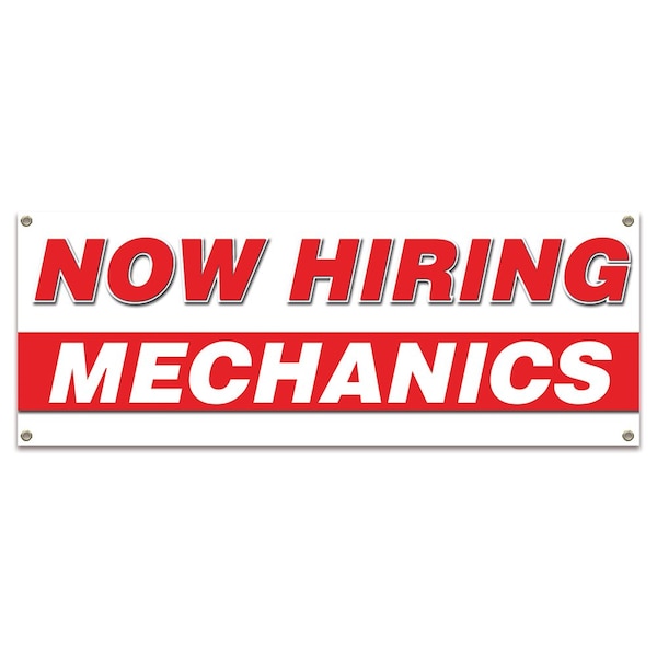 Signmission Now Hiring Mechanics Banner Apply Inside Accepting Application Single Sided B-30277 - main
